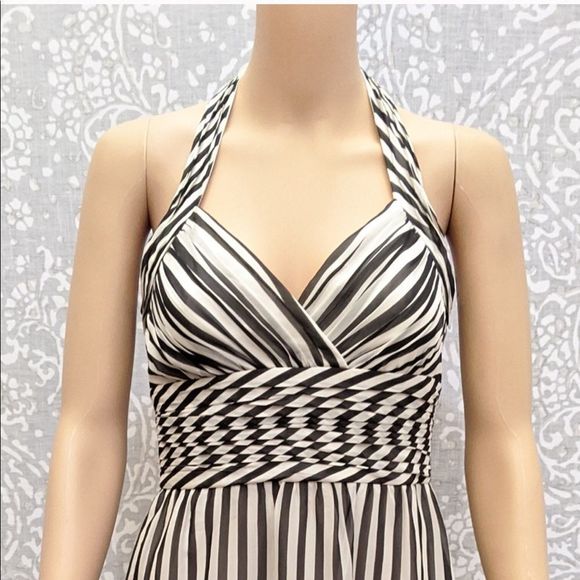 BCBGMaxAzria Striped Halter Midi Dress Size 4 - Picture 4 of 5